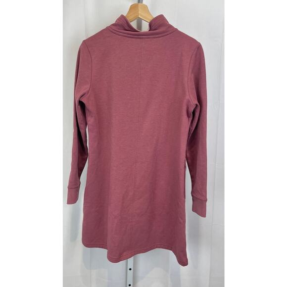 TITLE NINE Warm Up Sweatshirt Dress 1/2 Zip Funnel Neck Tunic Pink Size M - Picture 2 of 11